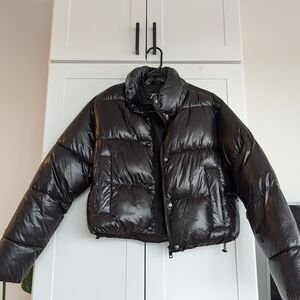 Zara Glossy Black Puffer Coat
